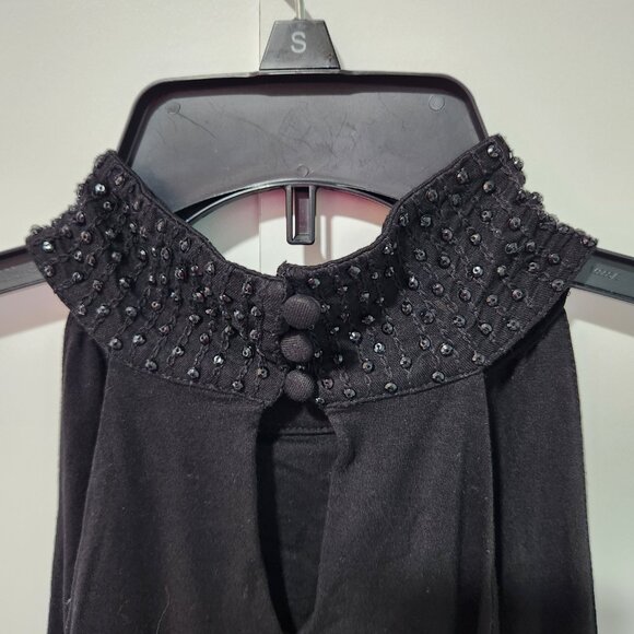 INC International Concepts Black Seguin Beaded Halter Sleeveless Top Large - Picture 6 of 8